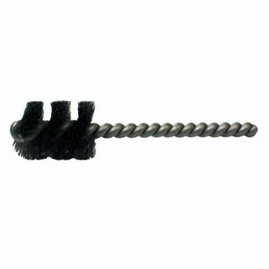 Weiler 21084 Round Wire Power Tube Brush, 5/8 in Dia x 1 in L, 3-1/2 in OAL, 0.005 in Dia Filament/Wire, Stainless Steel Fill