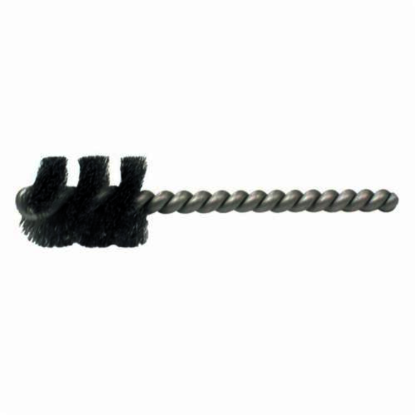 Weiler 21084 Round Wire Power Tube Brush, 5/8 in Dia x 1 in L, 3-1/2 in OAL, 0.005 in Dia Filament/Wire, Stainless Steel Fill