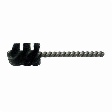 Weiler 21085 Round Wire Power Tube Brush, 3/4 in Dia x 1 in L, 3-1/2 in OAL, 0.006 in Dia Filament/Wire, Stainless Steel Fill