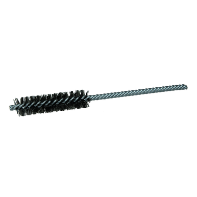 Weiler 21107V Round Power Tube Brush, 1/2 in Dia x 2 in L, 5 in OAL, 0.006 in Dia Filament/Wire, Steel Fill