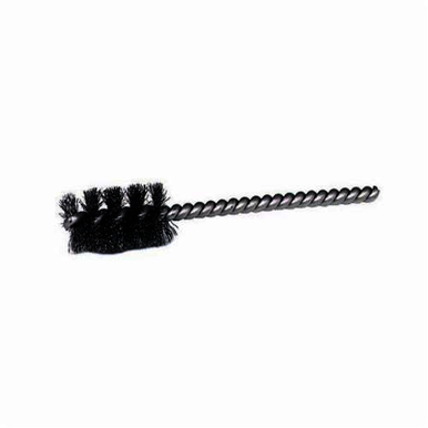 Weiler 21144 Round Wire Power Tube Brush, 11/16 in Dia x 1 in L, 3-1/2 in OAL, 0.005 in Dia Filament/Wire, Steel Fill