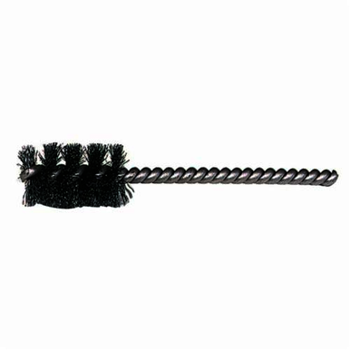 Weiler 21149 Round Wire Power Tube Brush, 1 in Dia x 1 in L, 3-1/2 in OAL, 0.005 in Dia Filament/Wire, Steel Fill