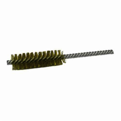 Weiler 21178 Power Tube Brush, 1/2 in Dia x 2 in L, 5 in OAL, 0.006 in Dia Filament/Wire, Brass Fill