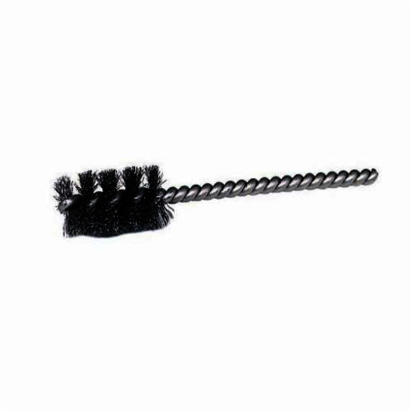 Weiler 21181 Round Wire Power Tube Brush, 7/16 in Dia x 1 in L, 3-1/2 in OAL, 0.005 in Dia Filament/Wire, Stainless Steel Fill