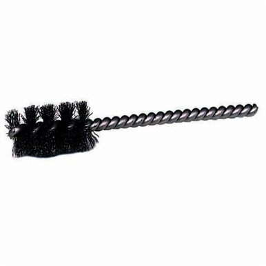 Weiler 21203 Round Wire Power Tube Brush, 1-1/2 in Dia x 1 in L, 3-1/2 in OAL, 0.008 in Dia Filament/Wire, Steel Fill
