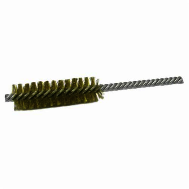 Weiler 21218 Power Tube Brush, 1 in Dia x 2-1/2 in L, 5-1/2 in OAL, 0.006 in Dia Filament/Wire, Brass Fill