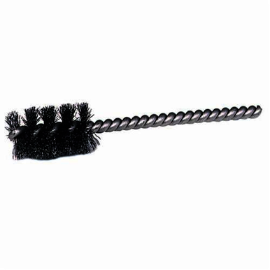Weiler 21240 Round Wire Power Tube Brush, 3/8 in Dia x 1 in L, 3-1/2 in OAL, 0.008 in Dia Filament/Wire, Stainless Steel Fill