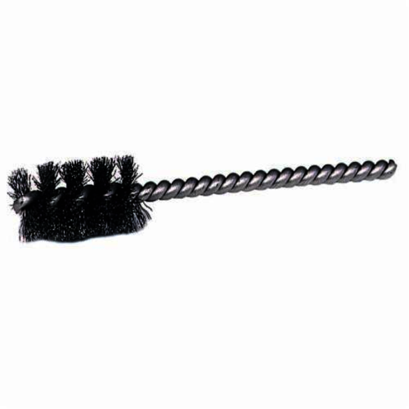 Weiler 21240 Round Wire Power Tube Brush, 3/8 in Dia x 1 in L, 3-1/2 in OAL, 0.008 in Dia Filament/Wire, Stainless Steel Fill