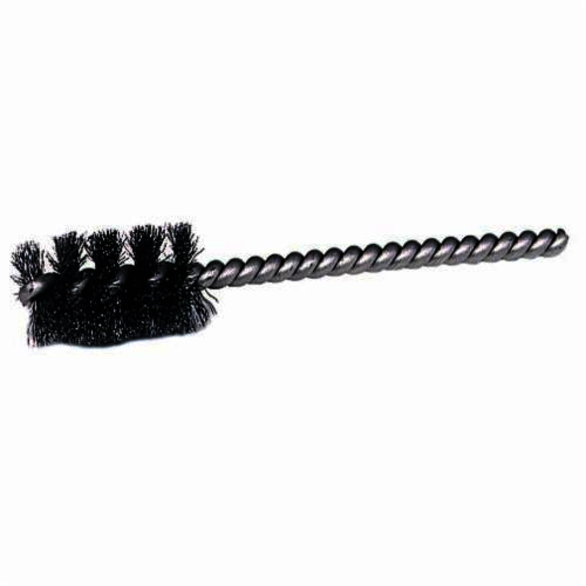 Weiler 21269 Round Wire Power Tube Brush, 1-1/2 in Dia x 1 in L, 3-1/2 in OAL, 0.0104 in Dia Filament/Wire, Steel Fill