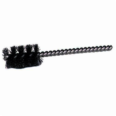 Weiler 21340 Round Wire Power Tube Brush, 1 in Dia x 1 in L, 3-1/2 in OAL, 0.005 in Dia Filament/Wire, Stainless Steel Fill