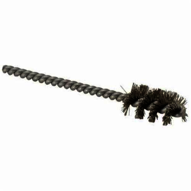 Weiler 21404 Round Wire Power Tube Brush, 9/16 in Dia x 1 in L, 3-1/2 in OAL, 0.0104 in Dia Filament/Wire, Stainless Steel Fill