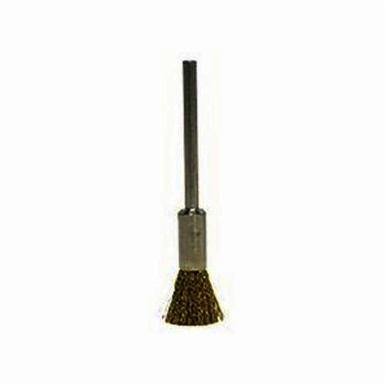 Weiler 26097 Miniature End Brush, 3/16 in, Crimped, 0.03 in, Brass Fill, 1/4 in L Trim