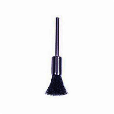 Weiler 26098 Miniature End Brush, 3/16 in, Crimped, 0.03 in, Steel Fill, 1/4 in L Trim
