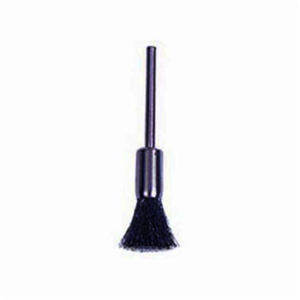 Weiler 26098 Miniature End Brush, 3/16 in, Crimped, 0.03 in, Steel Fill, 1/4 in L Trim