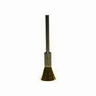 Weiler 26106 Miniature End Brush, 1/4 in, Crimped, 0.005 in, Brass Fill, 7/16 in L Trim