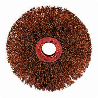 Weiler 29059 Non-Sparking Wheel Brush, 2 in Dia Brush, 3/8 in W Face, 0.005 in Dia Crimped Filament/Wire, 1/2 in Arbor Hole