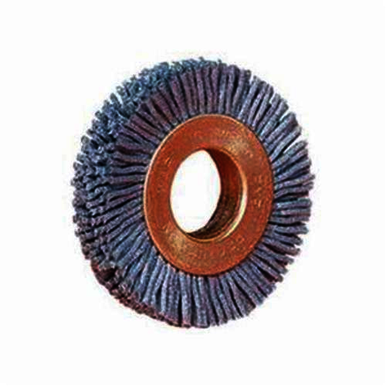 Nylox 29088 Small Diameter Deburring Brush, 3 in Dia Brush, 1/2 in W Face, 0.035 in Dia Crimped/Round Filament/Wire