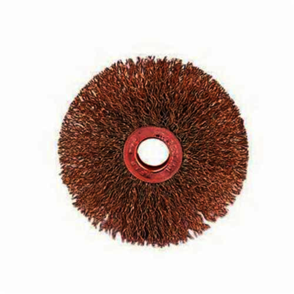 Weiler 29178 Non-Sparking Wheel Brush, 1-1/2 in Dia Brush, 1/4 in W Face, 0.005 in Dia Crimped Filament/Wire, 3/8 in Arbor Hole