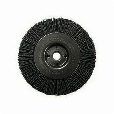 Nylox Burr-Rx 31137 Narrow Face Wheel Brush, 6 in Dia Brush, 5/8 in W Face, 0.055 in Dia Crimped/Round Filament/Wire, 1/2 to 5/8 in Arbor Hole
