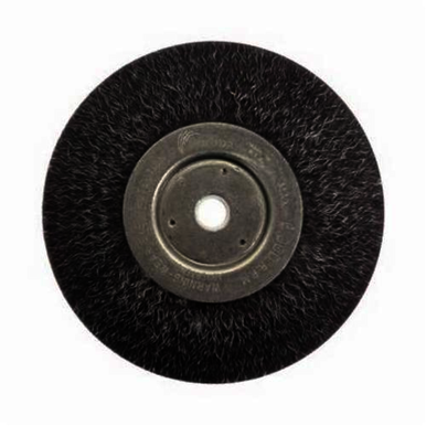 Polyflex 35117 Encapsulated Narrow Face Wheel Brush, 6 in Dia Brush, 1/2 in W Face, 0.014 in Dia Crimped Filament/Wire, 1/2 to 5/8 in Arbor Hole