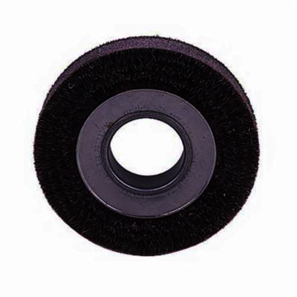 Polyflex 35160 Encapsulated Wide Face Wheel Brush, 6 in Dia Brush, 1 in W Face, 0.0118 in Dia Crimped Filament/Wire, 2 in Arbor Hole