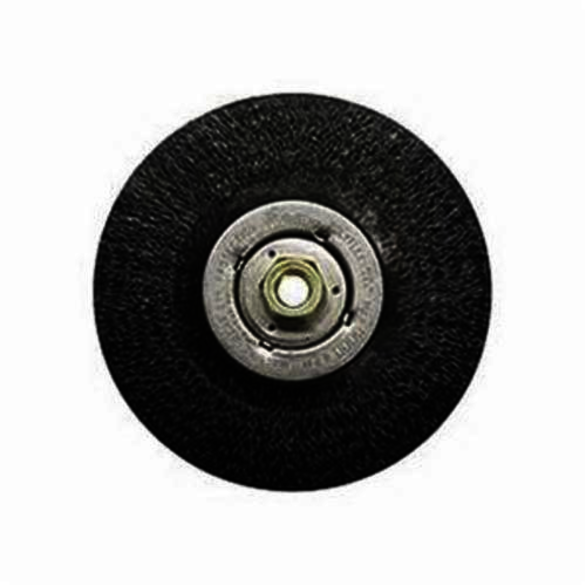 Polyflex 35206 Encapsulated Wheel Brush With Nut, 6 in Dia Brush, 3/16 in W Face, 0.014 in Dia Stringer Bead Knot Filament/Wire, 5/8-11 Arbor Hole