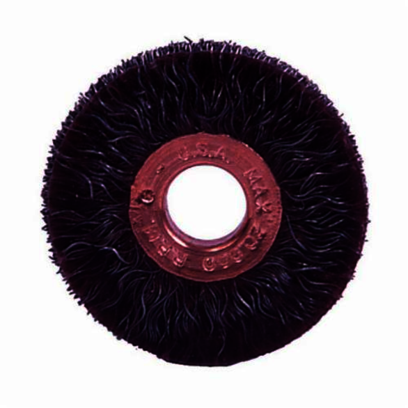 Polyflex 35240 Encapsulated Small Diameter Wheel Brush, 2 in Dia Brush, 1/4 in W Face, 0.0104 in Dia Crimped Filament/Wire, 1/2 in Arbor Hole