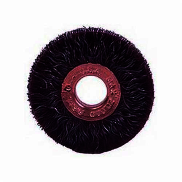 Polyflex 35250 Encapsulated Small Diameter Wheel Brush, 3 in Dia Brush, 1/4 in W Face, 0.0118 in Dia Crimped Filament/Wire, 1/2 in Arbor Hole