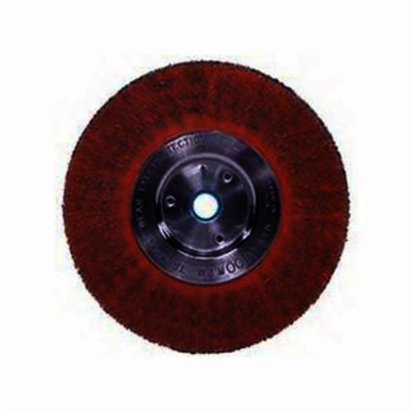 Polyflex 35520 Encapsulated Heavy Duty Narrow Face Wheel Brush, 6 in Dia Brush, 1/2 in W Face, 0.014 in Dia Crimped Filament/Wire, 1/2 to 5/8 in Arbor Hole