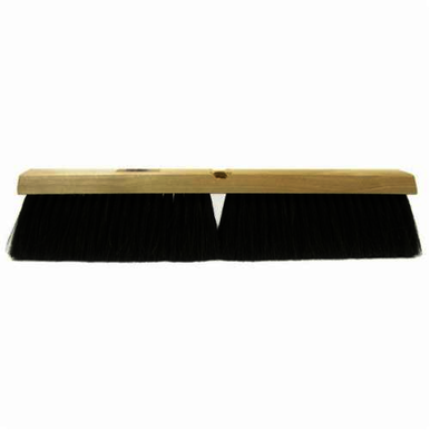 Weiler 42013 Threaded Tip Push Broom, 18 in OAL, 3 in L Trim, Fine Sweep Face, Black Horse Hair/Polypropylene Bristle