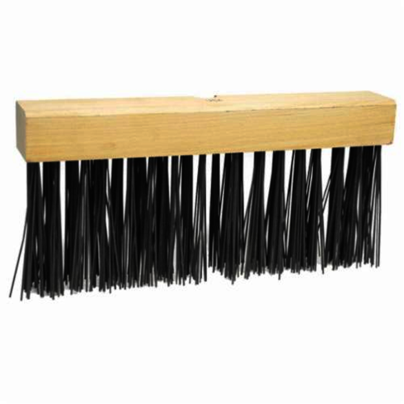 Weiler 42030 Tapered Tip Push Broom, 14 in OAL, 5 in Trim, Flat Wire Bristle