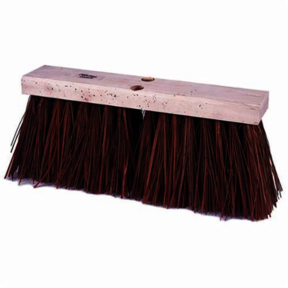 Weiler 42032 Tapered Tip Push Broom, 16 in OAL, 6-1/4 in Trim, Reddish Brown Bass/Palmyra Blend Bristle