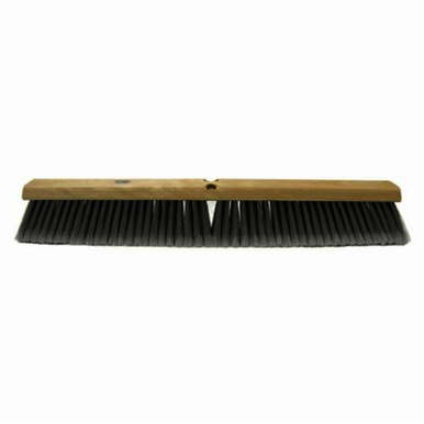 Weiler 42098 Threaded Tip Push Broom, 36 in OAL, 3 in L Trim, Fine Sweep Face, Flagged Silver Polystyrene Bristle