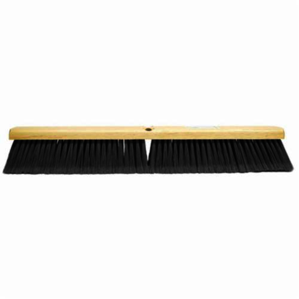 Weiler 42355 Threaded Tip Push Broom, 24 in OAL, 3 in L Trim, Fine Sweep Face, Gray Recycled Water Bottle Bristle