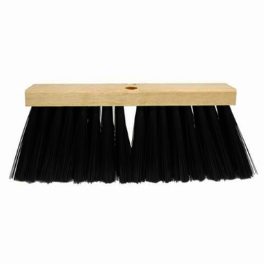 Weiler 42360 Tapered Tip Push Broom, 16 in OAL, 6 in Trim, Black Recycled Water Bottle Bristle