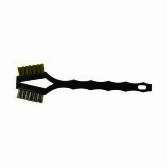 Weiler 44732 2-Sided V-Shape Scratch Brush, 7-1/2 in L x 1/2 in W Block, 1/2 in L Brass/Stainless Steel Trim