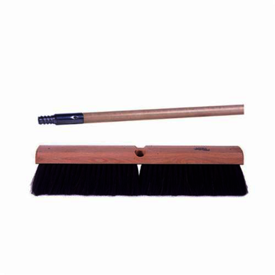 Weiler 44856 Threaded Tip Push Broom Kit, 24 in OAL, 3 in Trim, Fine Sweep Face, Black Horse Hair Bristle