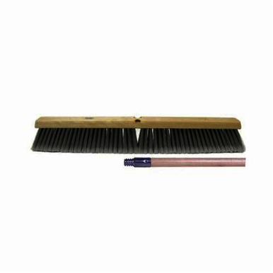 Weiler 44857 Threaded Tip Push Broom Kit, 18 in OAL, 3 in Trim, Fine Sweep Face, Flagged Gray Polystyrene Bristle