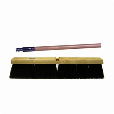 Weiler 44860 Threaded Tip Push Broom Kit, 24 in OAL, 3 in Trim, Medium Sweep Face, Black Tampico Bristle