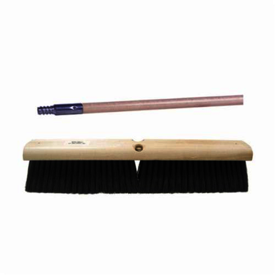 Weiler 44862 Threaded Tip Push Broom Kit, 24 in OAL, 3 in Trim, Medium Sweep Face, Black Polypropylene Bristle