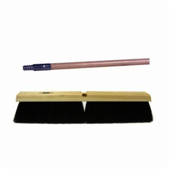 Weiler 44871 Threaded Tip Push Broom Kit, 18 in OAL, 3 in Trim, Coarse Sweep Face, Black Tampico Bristle