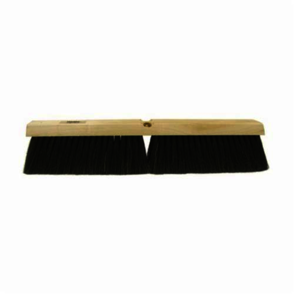 Weiler 70068 Threaded Tip Push Broom, 24 in OAL, 3 in Trim, Medium Sweep Face, Black Horse Hair/Polystyrene Border/Polypropylene Center Bristle