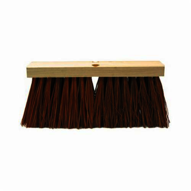 Weiler 70209 Tapered Tip Push Broom, 16 in OAL, 6-1/4 in Trim, Reddish Brown Dyed Palmyra Bristle