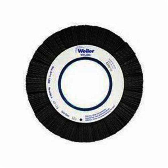 Nylox Burr-Rx 83394 Composite Wheel Brush, 8 in Dia Brush, 1 in W Face, 0.043 in Dia Crimped/Round Filament/Wire, 3-1/4 in Arbor Hole