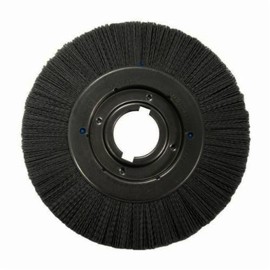 Nylox 83718 Composite Wheel Brush, 12 in Dia Brush, 1-1/4 in W Face, 0.04 in Dia Crimped/Round Filament/Wire, 2 in Arbor Hole