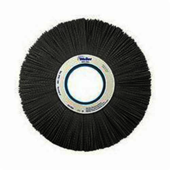 Nylox 84710 Composite Wheel Brush, 12 in Dia Brush, 1 in W Face, 0.022 in Dia Crimped/Round Filament/Wire, 4-1/4 in Arbor Hole