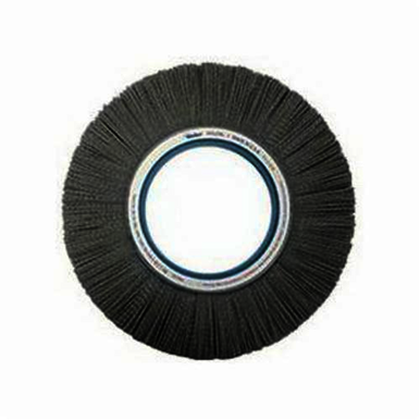 Nylox 85156 Composite Wheel Brush, 12 in Dia Brush, 1-1/8 in W Face, 0.022 in Dia Crimped/Round Filament/Wire, 5-1/4 to 2 in Arbor Hole