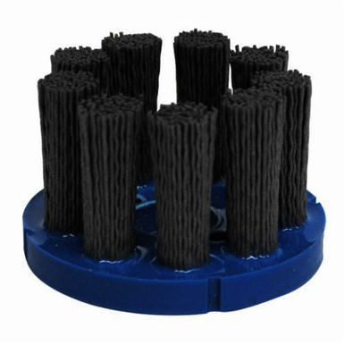 Nylox 85792 Crimped Composite Back Round Straight Disc Brush, 3-1/2 in Dia Brush, 7/8 in, 0.022 in, Silicon Carbide Fill
