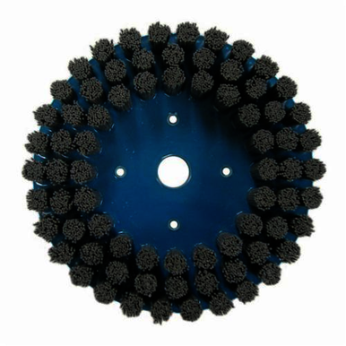 Nylox 85912 Crimped Composite Back Round Straight Disc Brush, 8 in Dia Brush, 7/8 in, 0.04 in, Silicon Carbide Fill