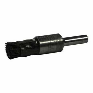 Burr-Rx 86098 Stem Mount End Brush, 3/8 in, Crimped, 0.026 in, Ceramic Fill, 1/4 in L Trim
